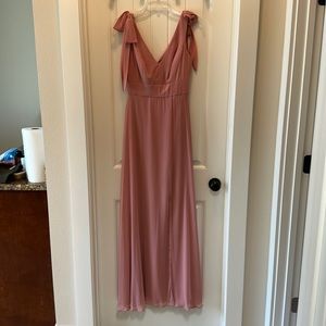 Thread tie shoulder bridesmaid dress